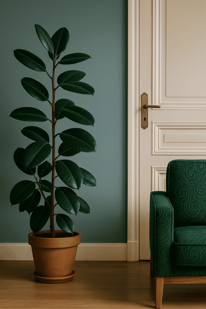 plante verte dans un cabinet de psy à Paris 6 avec fauteuil en tissu vert